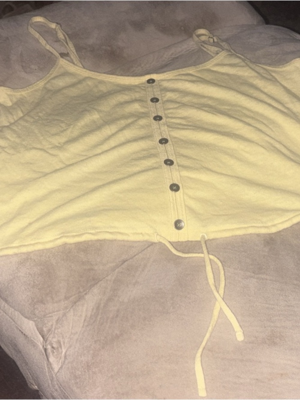 Hollister Pale Yellow Button-Front Cropped Tank
